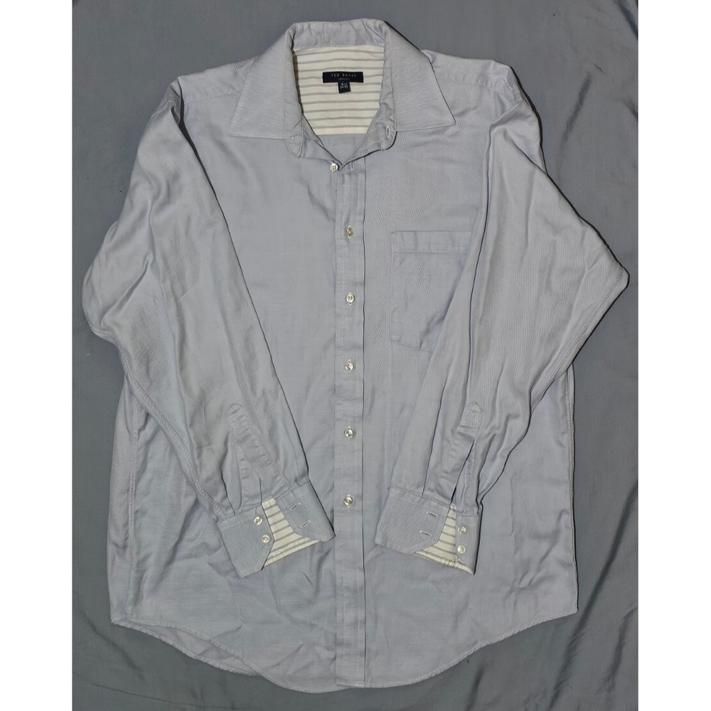 Ted Baker London Button Up Shirt Mens 16.5 34/35 Long Sleeve Blue Flip Cuff